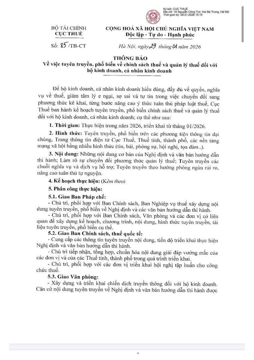 Hộ kinh doanh 2026: Cục Thuế trấn an, hỗ trợ kê khai